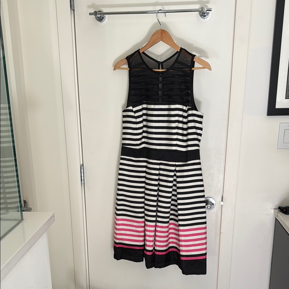Striped Black and Pink Sleeveless Dress size 12 Hardly worn